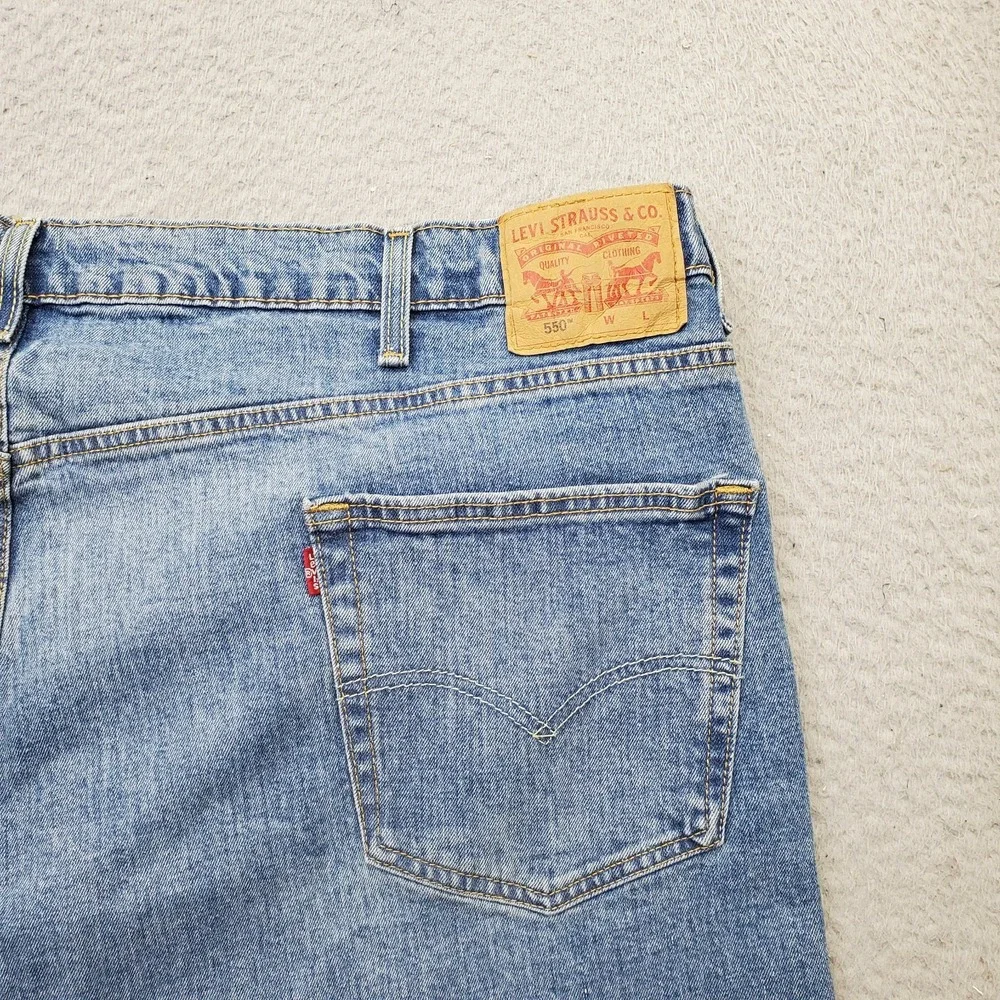 Levi's 550‎ Jeans Mens 50x30 Blue Denim Regular Fit Medium Wash Red Tab Wide Leg